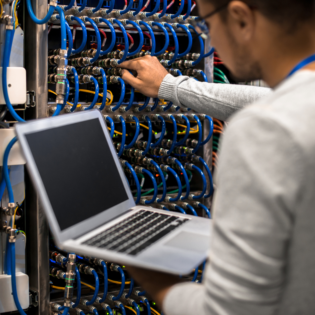 Network engineer configuring infrastructure